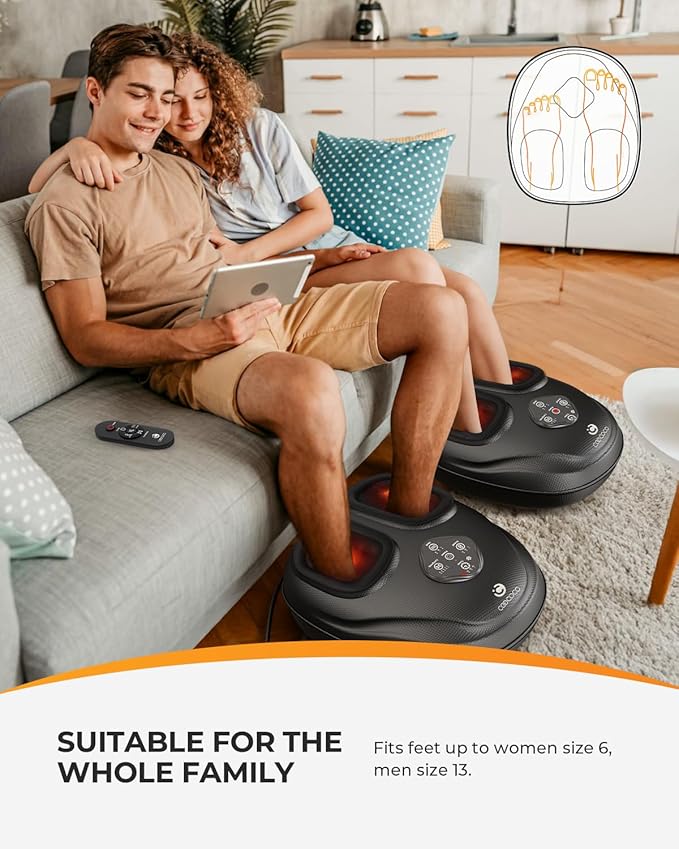 CooCoCo HSA Store Eligible Foot Massager with Heat Plantar Fasciitis Feet Massager with Remote Deep Kneading &amp Compression FSA Foot Warmer for Home Office Neuropathy Pain Relief for Feet