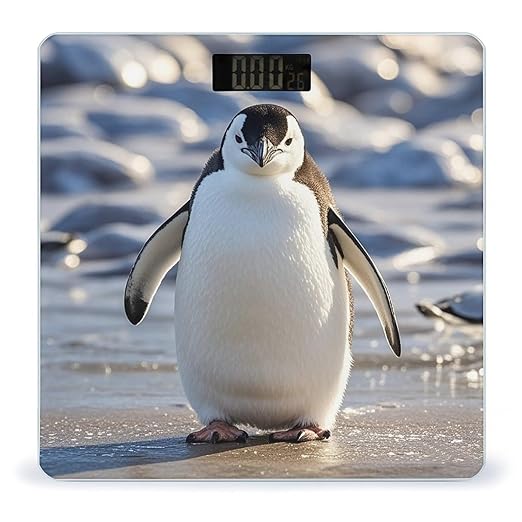 Cute Penguin Bathroom Scale for Body Weight with High Precision Large LCD Backlight Display Digital Weighing Scale with BMI Capacity Up to 180kg