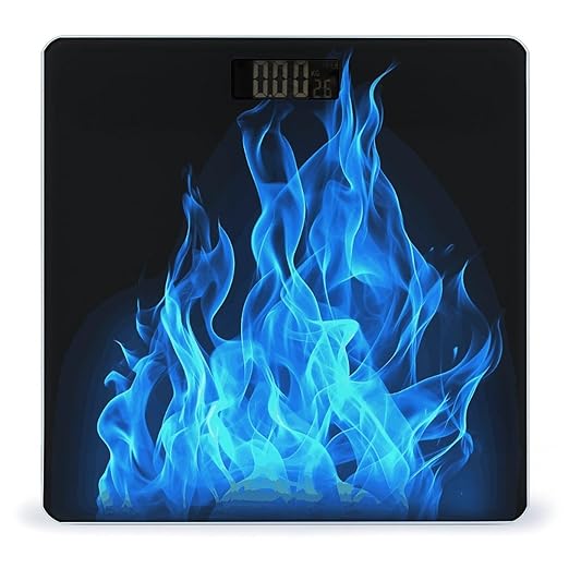 Blue Flame Scale for Body Weight Sturdy Tempered Glass Weighing Scales with LCD Display Accurate Digital Bathroom Scale Convenient Body Fat Smart Scales 400lb