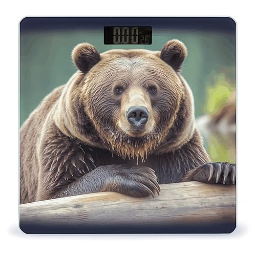 Grizzly Bear Bathroom Scale Large LCD Backlight Display Digital Scale Rounded Corners Body Scales Automatic Power On/Off Bathroom Scales for Home Bedrooms