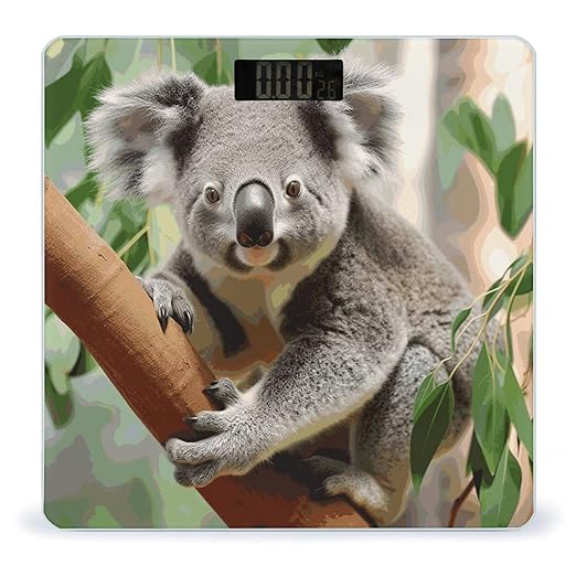Cute Koala Scale for Body Weight Sturdy Tempered Glass Weighing Scales with LCD Display Accurate Digital Bathroom Scale Convenient Body Fat Smart Scales 400lb