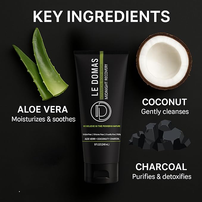 Natural Body Wash with Aloe Vera Coconut &amp Vitamin E – Moisturizing Cleanser for Women &amp Men – Sulfate Free Gentle Skin Care Vegan Body Care Products – Travel Size Body Wash 8 fl oz