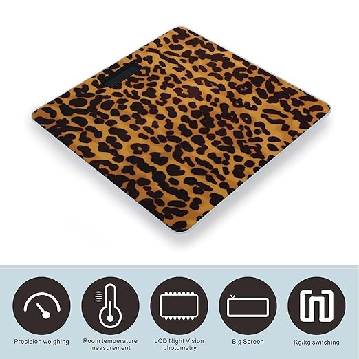Digital Bathroom Scale for Body Weight Scale with Bright LCD Display High Accuracy Step-On Technology Auto On/Off Cool Cheetah Leopard Digital Scales 400 Lbs /180kg