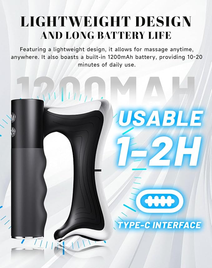 Electric Massage Scraper &amp Massager Three Modes Levels with Led Display 3 Power Levels Portable Compact Long Battery Life Deep Muscle Relief for Whole Body (2 Pcs)