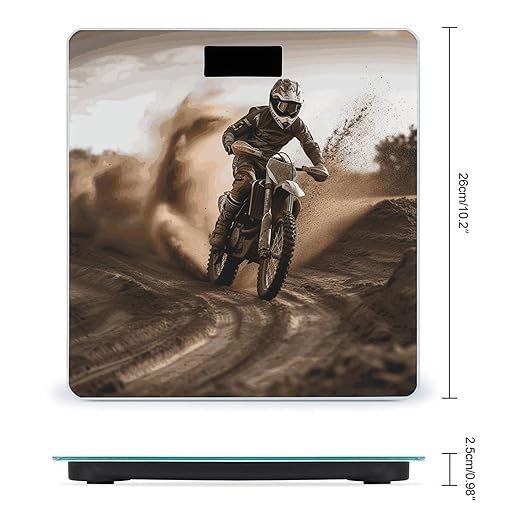 Motocross Digital Bathroom Scale for Body Weight with High Precision Digital Weighing Scale with BMI Clear LCD Display and Step-On Measures Weight Up to 180kg