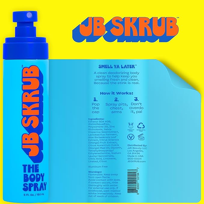 JB SKRUB Body Spray and Body Wash for Teen Boys Tweens and Kids with Citrus Scent - Conquer Funk Banish Smell and Freshen Up