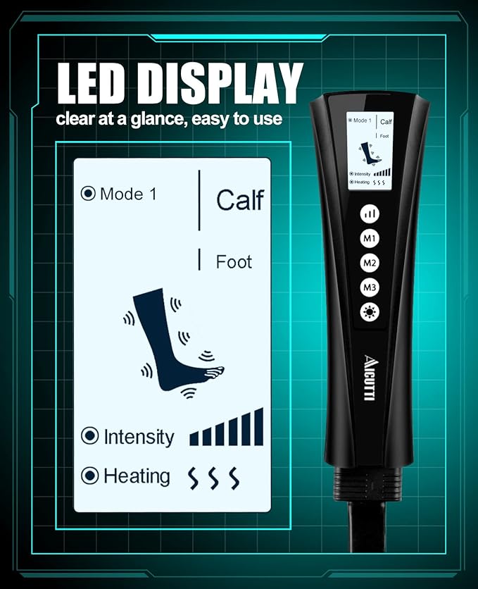 Professional Air Compression Leg and Foot Massager with Heat - Christmas &amp Birthday Gifts for Men &amp Women Improved Circulation &amp Pain Relief Ideal for Parents on Mother's Day &amp Fathe