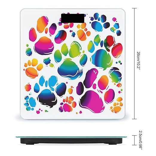 Colorful Dog Paw Print Scale for Body Weight Sturdy Tempered Glass Weighing Scales with LCD Display Accurate Digital Bathroom Scale Convenient Body Fat Smart Scales Easy Read
