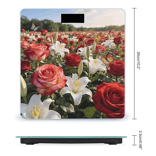 Flower Sea Smart Scale for Body Weight Digital Bathroom Scale Toughened Glass Weight Scale with Large LCD Backlight Display High Precision Scales Weighing Machine