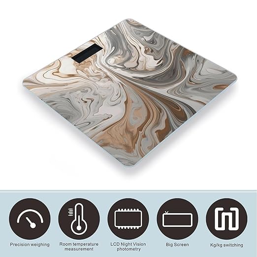 Marble Background Scale for Body Weight Accurate Digital Bathroom Scale Toughened Glass High Precision Scales Smart Weight Scales with Large LCD Backlight Display Weighing Machine