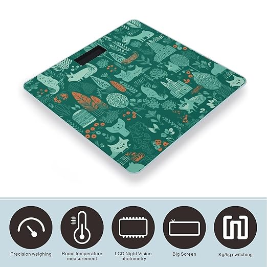 Green Animals Digital Bathroom Scale Fashion Unique Weight Scale BMI Anti-Slip Precision Weighing Scales Suitable for Home Bedrooms Use and Gift
