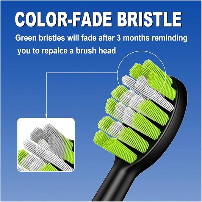 Dr.Yadent YD05 Compatible Replacement Brush Heads 4/6/8 Pcs Set Soft Bristles for Sensitive Gum Care Deep Cleaning Teeth Gap(YD05BLACK-ST-6pcs)