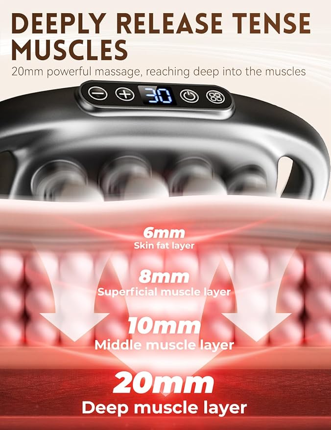 Veloreva Massager 2026 New 16 Head Massage Gun Deep Tissue 3 Modes 30 Speeds &amp 50kg Thrust Pro Neck Massager with Long-Lasting Battery Quiet Cordless for Neck Waist Body Muscle (20-Head)