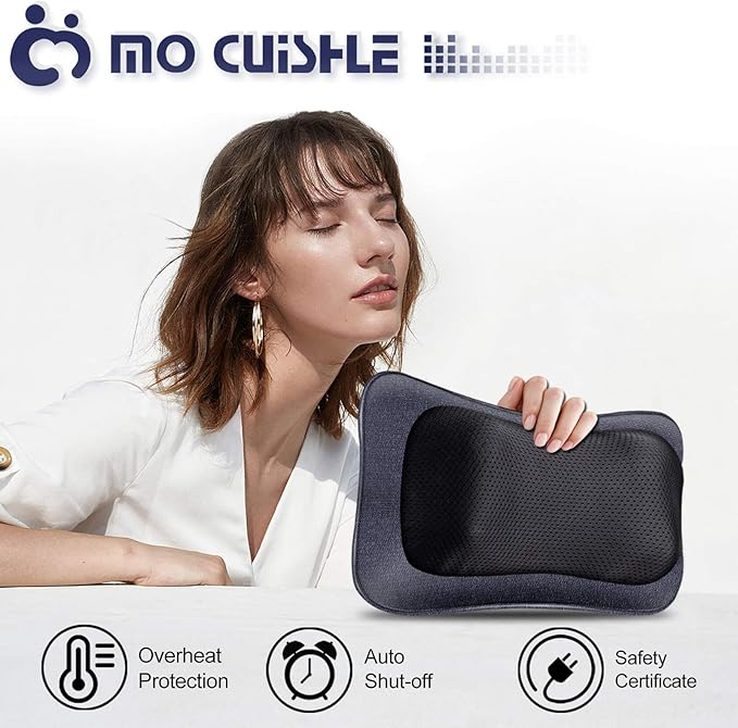 Mo Cuishle Electric Shiatsu Back Massager with Heat - Powerful 3D Kneading for Neck Shoulder Lower Back Pain Relief - Ergonomic Design for Home Office &amp Car - Gifts for Women Men Mom &amp D