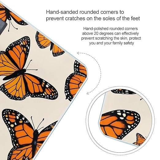 Smart Scale for Body Weight Digital Bathroom Weighing Scale Energy Saving Scale Orange Monarch Butterfly Floral