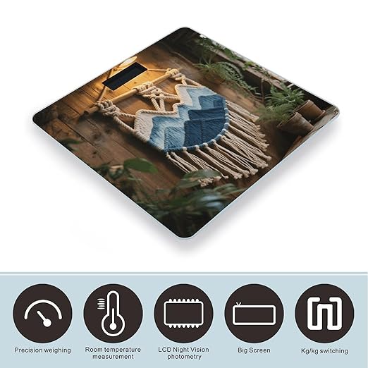 Mountain Dip-Dyed Macrame Weight Scale Large Digital Bathroom Scales with Bright LED Display Non Slip Digital Scale and Step On Fashion Weighing Machine for Body