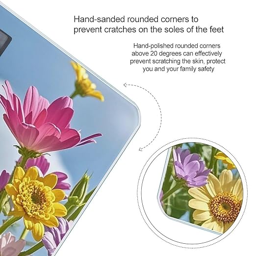 Flowers and Butterflies Scale for Body Weight Highly Accurate Digital Bathroom Body Scale Digital Bathroom Scales for People Anti-Slip Large LCD Display Smart Scales