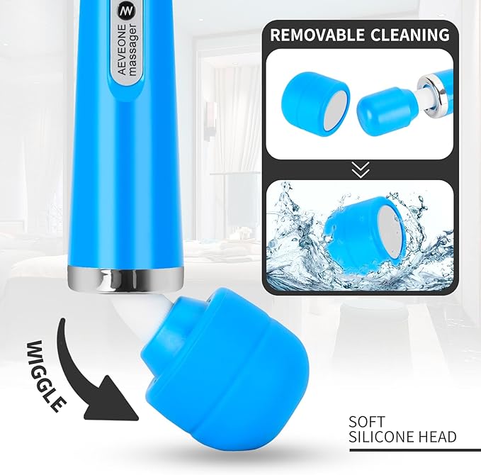 Wired Powerful Handheld Wand Massager Strong Personal Vibration Massage for Sports Recovery Back Muscle Aches Whole Body Pain (Blue)