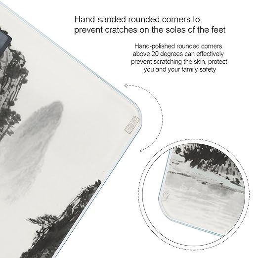 Ink Painting Landscape Weight Scale Large Bathroom Scales Digital Weight with Bright LED Display Non Slip Automatic Weighing Scale Fashion Weighing Machine for Body