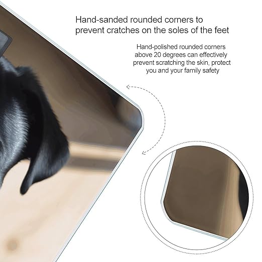 Digital Bathroom Scale for Body Weight Scale with Bright LCD Display High Accuracy Step-On Technology Auto On/Off Black Pug Dog Puppy Digital Scales 400 Lbs /180kg