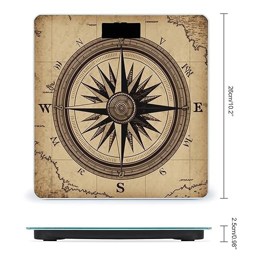 Compass Wind Road Map Digital Bathroom Scale for Body Weight Weighing Scale with Backlit LCD Display High Precision Measurements &amp Measures Weight Up to 180kg
