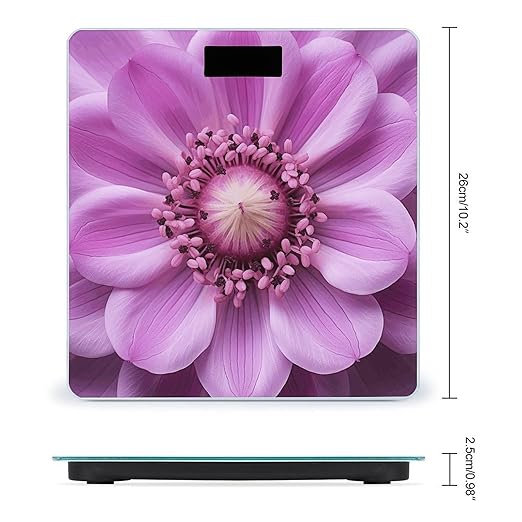 Purple Flower Center Smart Scale for Body Weight Accurate Bathroom Scale with LED Display Digital Weight Scales Weighing Machine High Precision Scales for Bath Home