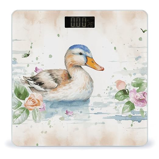 Watercolor Duck Bathroom Scale Ultra-Bright Liquid Crystal Screen Weight Scale Accurate Bathroom Body Scales for Body Weight Bathroom Pet Home Bedroom Gift-Giving