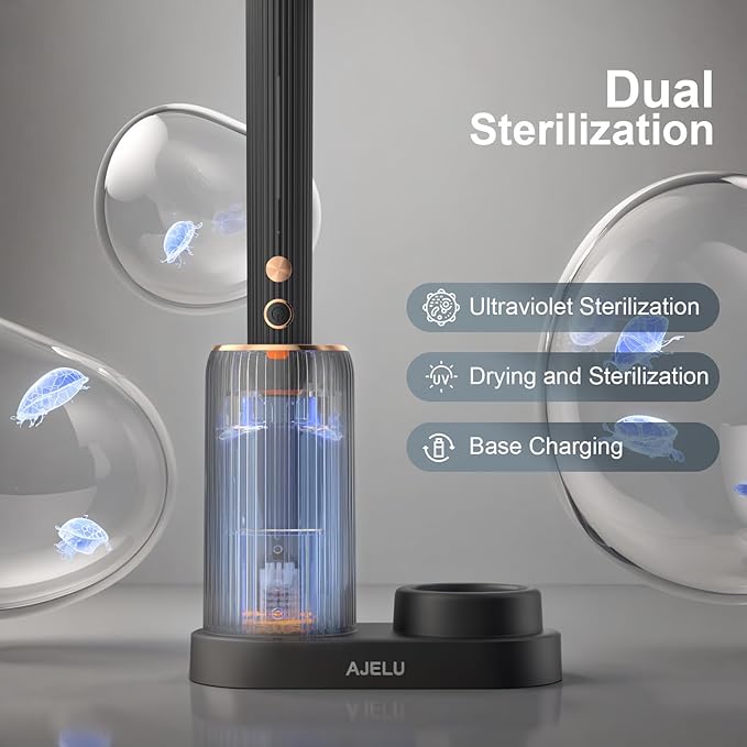 Sonic Electric Toothbrush for Adults with Drying Storage Holder 8 Brush Heads Smart Timer USB Rechargeable Deep Clean Power – Classic Black Edition