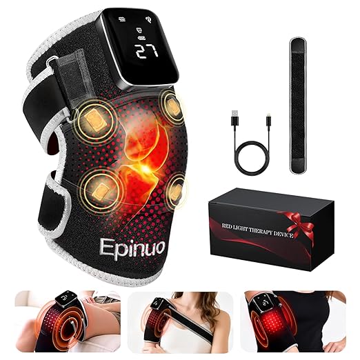 Red Light Therapy for Kneewith 5 Vibration Massage Cordless Rechargeable 5000mAh Heated Knee Massager for Pain Relief Gifts for Women Men 660nm&amp850nm Near Infrared Light Brace