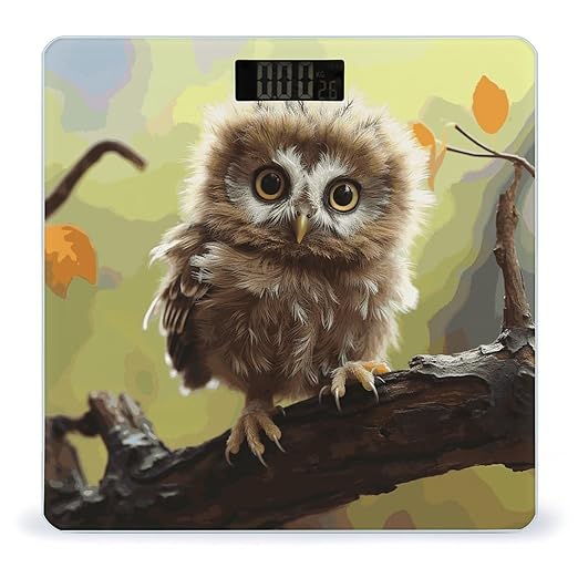 Real Cute Baby Owls Digital Bathroom Scale for Body Weight with High Precision Digital Weighing Scale with BMI Clear LCD Display and Step-On Measures Weight Up to 180kg
