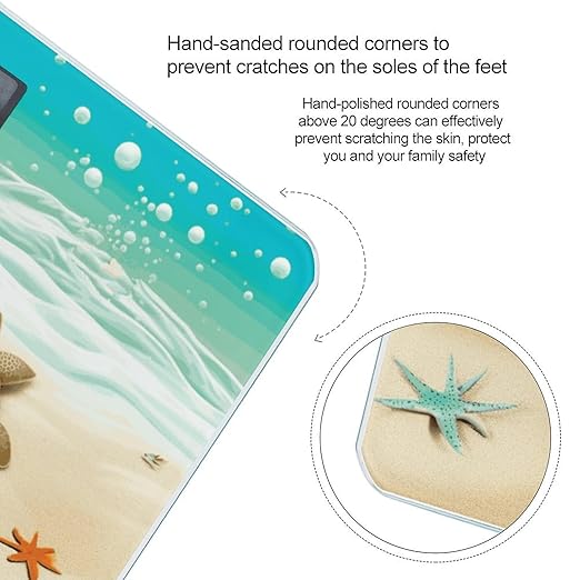 Turtle Starfish Scale for Body Weight Sturdy Tempered Glass Weighing Scales with LCD Display Accurate Digital Bathroom Scale Convenient Body Fat Smart Scales 400lb