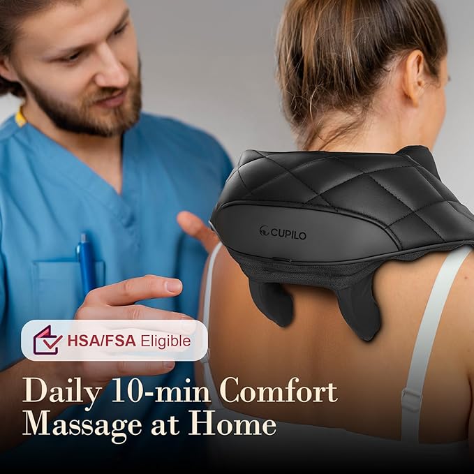Cordless Neck Massager with Heat FSA Eligible HSA Store 4D Kneading Shoulder Massager for Pain Relief Deep Tissue Electric Shiatsu Massage for Neck and Shoulder Gifts for Mom Women