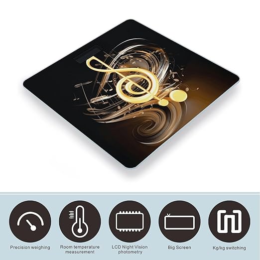 Music Note Bathroom Scale Large LCD Backlight Display Digital Scale Rounded Corners Body Scales Automatic Power On/Off Bathroom Scales for Home Bedrooms