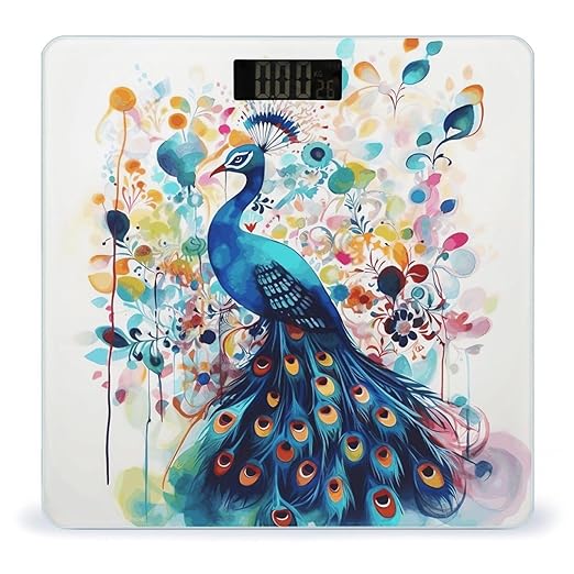 Color Peacock Weight Scale for Body Weight Digital Bathroom Scale High Capacity Accurate Digital Weighing Scales and Easy-to-Read on Backlit LCD Display Scales
