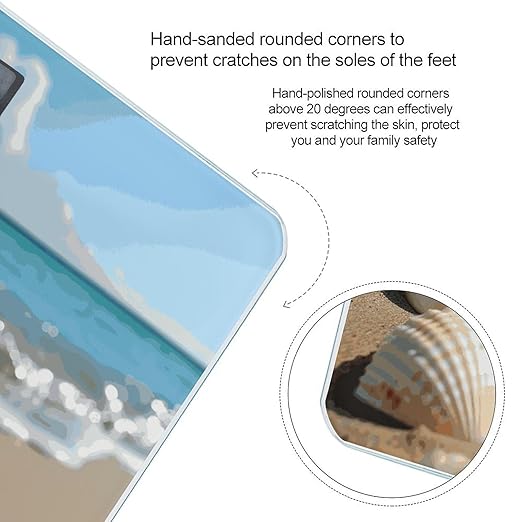 Seashells Starfish on Beach Scale for Body Weight Sturdy Tempered Glass Weighing Scales with LCD Display Accurate Digital Bathroom Scale Convenient Body Fat Smart Scales 400lb
