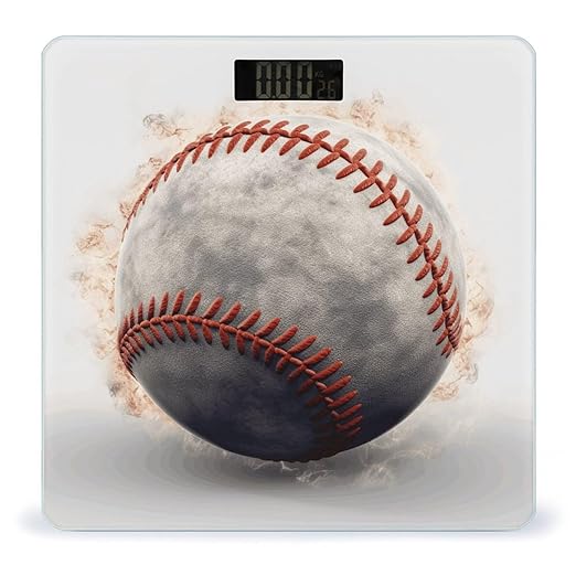 Baseball Bathroom Scale for Body Weight Bathroom Weighing Scale with Backlit LCD Display Highly Accurate Measures Weight Up to 180kg