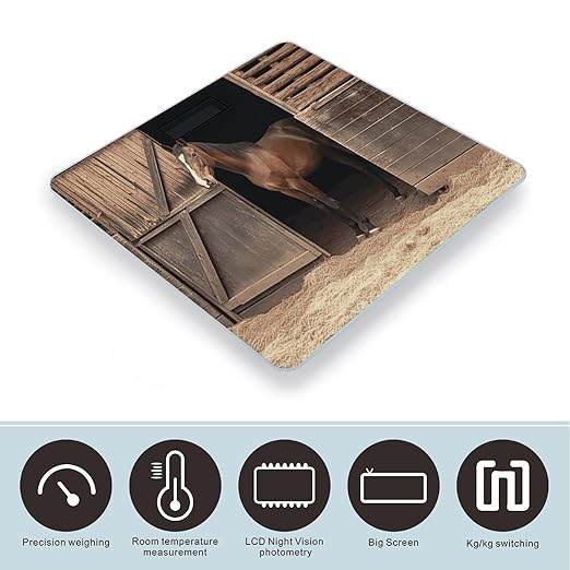 Barn Horse Scale for Body Weight Accurate Digital Bathroom Scale Toughened Glass High Precision Scales Smart Weight Scales with Large LCD Backlight Display Weighing Machine