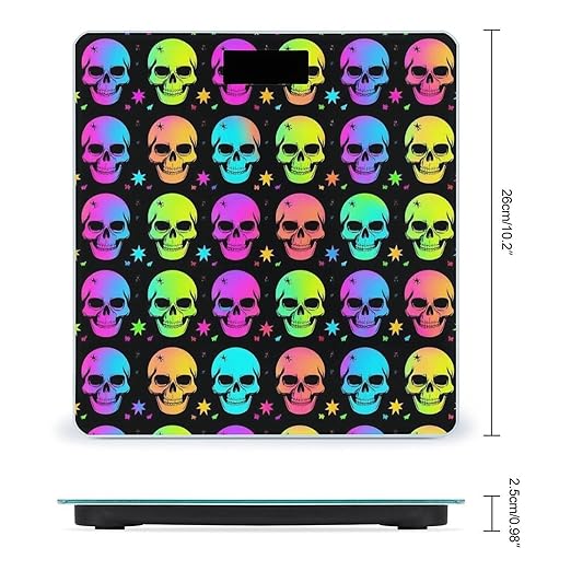 Women's Digital Bathroom Weighing Scale Automatic Switch Energy Saving Scale Smart Scale for Body Weight Neon Gothic Skulls