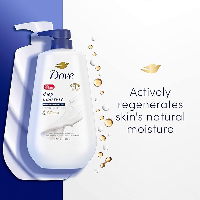 Dove Body Wash Deep Moisture Sensitive Skin Cucumber and Green Tea Shea Butter and Vanilla Collection with Pump Deep Moisture 30.6 oz Moisturizing Skin Cleansers