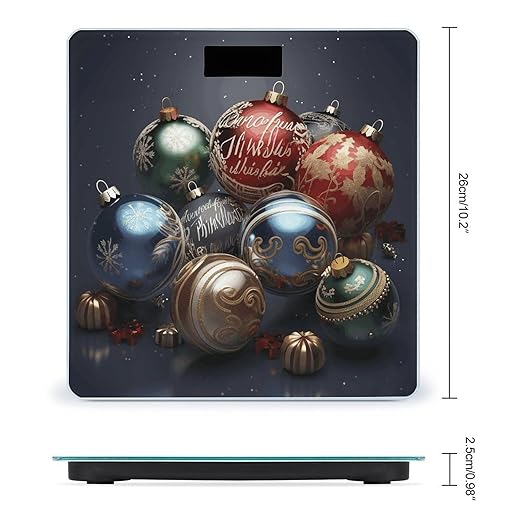 Christmas Balls Scale for Body Weight Safe Rounded Corners Tempered Glass Digital Bathroom Scale LED Display 400lb Capacity Weight Scales with High Precision Sensors