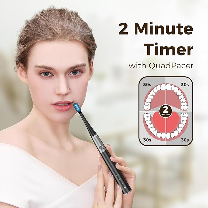 ARPHA Sonic Electric Toothbrush for Adults Power Whitening Toothbrush with Holder Wall Cup 2 Brush Heads &amp Travel Case 45000 VPM Electric Motor &amp Wireless Charging 3 Modes w Smart Timer