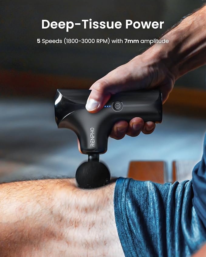 RENPHO Mini Thermacool Massage Gun with Heat and Cold Professional Pocket-Sized Percussion Massager FSA Eligible HSA Portable Deep Tissue Massager Quiet Operation with Travel Carry Bag