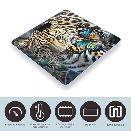 Leopard and Butterfly Scale for Body Weight Smart Scales Digital Bathroom Scale High Precision Weighing Scales with Large Display Weighing Machine for People
