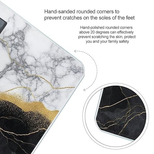 Smart Scale for Body Weight Digital Bathroom Weighing Scale Energy Saving Scale Gold Black and White Marble