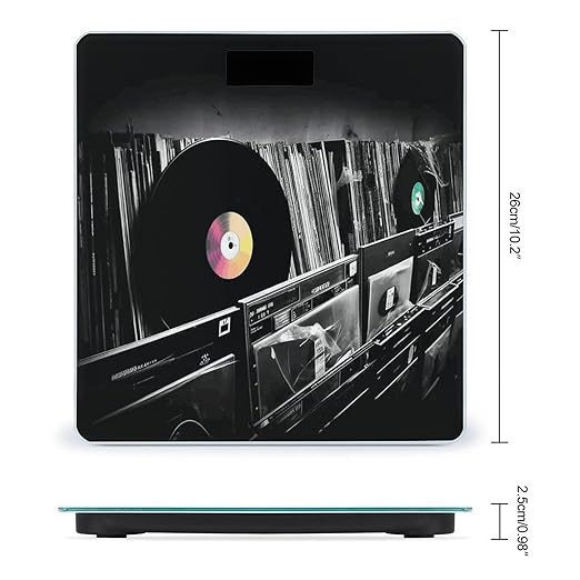 Vinyl Records Bathroom Scale Rounded Smart Scale for Body Weight Automatic Power On/Off Weight Scales Accurate Bathroom Digital Scales for Pet Home Bedroom Kitchen