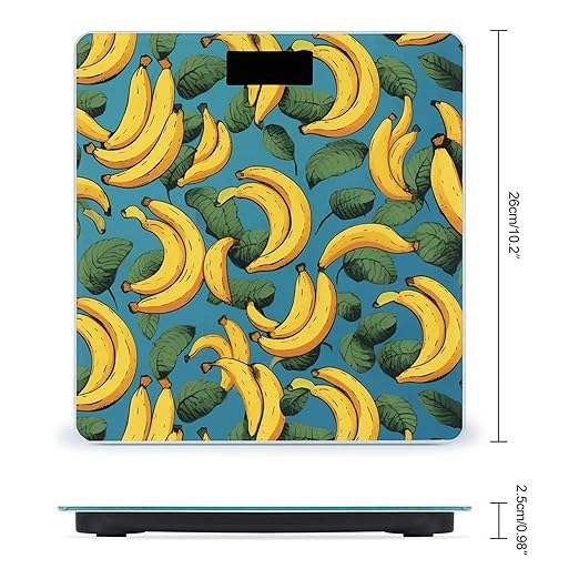 Yellow Banana Digital Bathroom Scale for Body Weight Weighing Scale with Backlit LCD Display High Precision Measurements &amp Measures Weight Up to 180kg