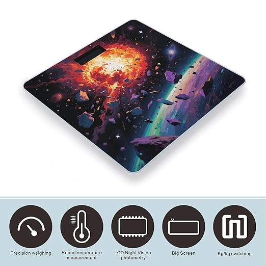 Trippy Galaxy Stars Weight Scale Large Digital Bathroom Scales with Bright LED Display Non Slip Digital Scale and Step On Fashion Weighing Machine for Body