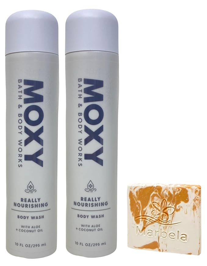 Bath &amp Body Works Moxy Really Nourishing 2 Body Washes with a Peach Gardenia Sample Soap