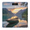 River Sunset Wooden Boat Smart Scale for Body Weight Accurate Bathroom Scale with LED Display Digital Weight Scales Weighing Machine High Precision Scales for Bath Home