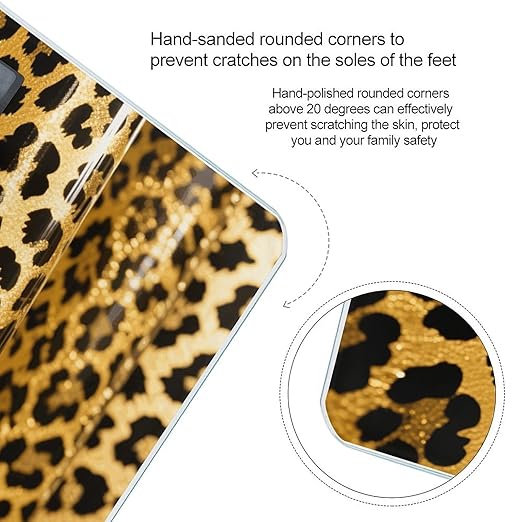 Leopard Print Weight Scale Large Bathroom Scales Digital Weight with Bright LED Display Non Slip Automatic Weighing Scale Fashion Weighing Machine for Body